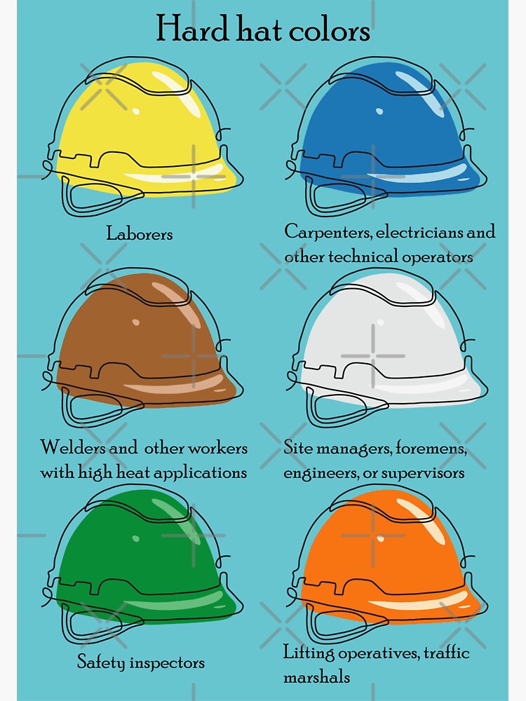 "Hard hat color code" Sticker for Sale by Johka Redbubble