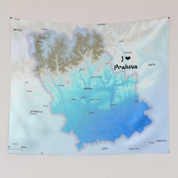 Item preview, Prahova County Map, România designed and sold by maptheclouds.