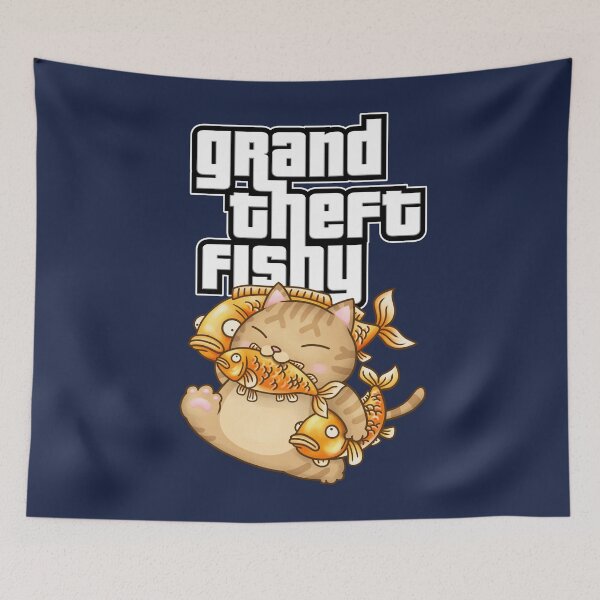Item preview, Grand Theft Fishy Cat Stealing Fish designed and sold by Takeda-art.