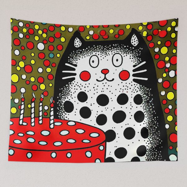 Item preview, Pop Art: A Black and White Cat and Her Birthday Cake designed and sold by factory88.