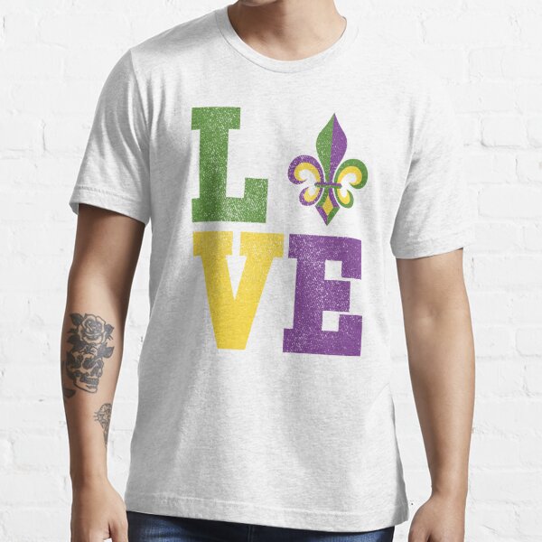 Mardi Gras Love Louisiana Crawfish Fleur De Lis Beads Crown T Shirt