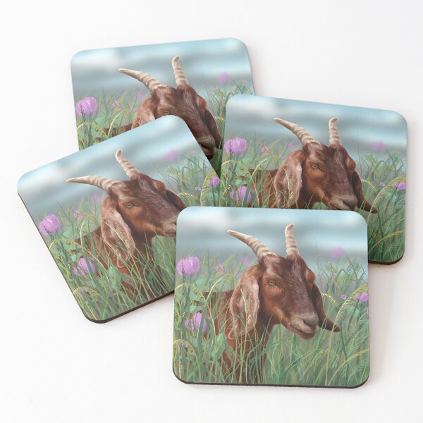 Item preview, Brown Goat In a Summer Flower Field designed and sold by Nick Garnhart.