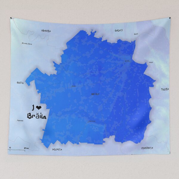 Item preview, Brăila County Map, România designed and sold by maptheclouds.