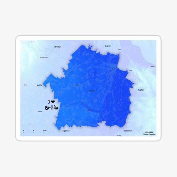 Brăila County Map, România Sticker