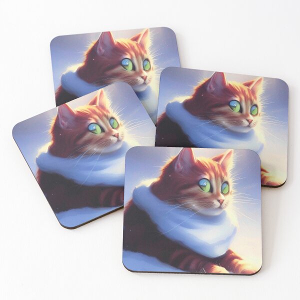 Item preview, Cute orange cat with green eyes in snow designed and sold by neelfs.
