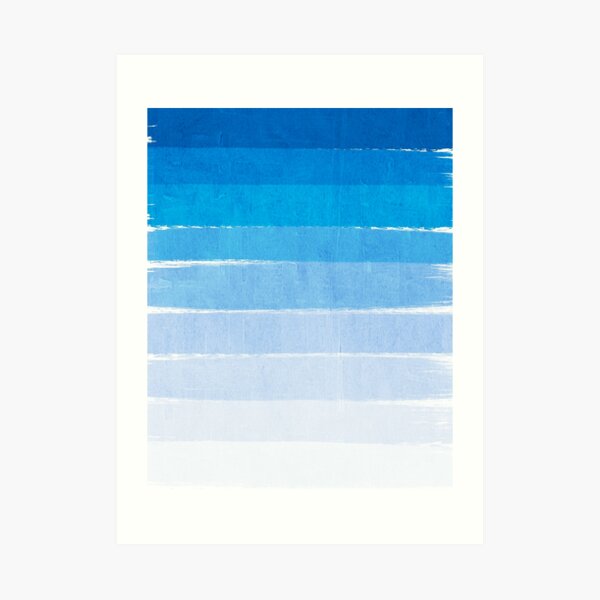 Blue Ombre Brushstroke - Summer, Beach, Ocean, Water, LA Cute trendy, painterly art Art Print