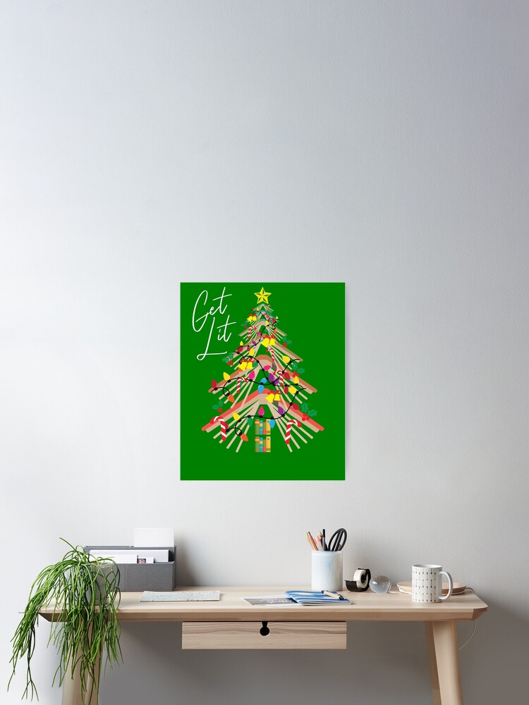 Imagen 2 de 3, Póster con la obra Get Lit Book Christmas Tree Bookworm Love To Read Reading Gear, diseñada y vendida por DynamicDesign.