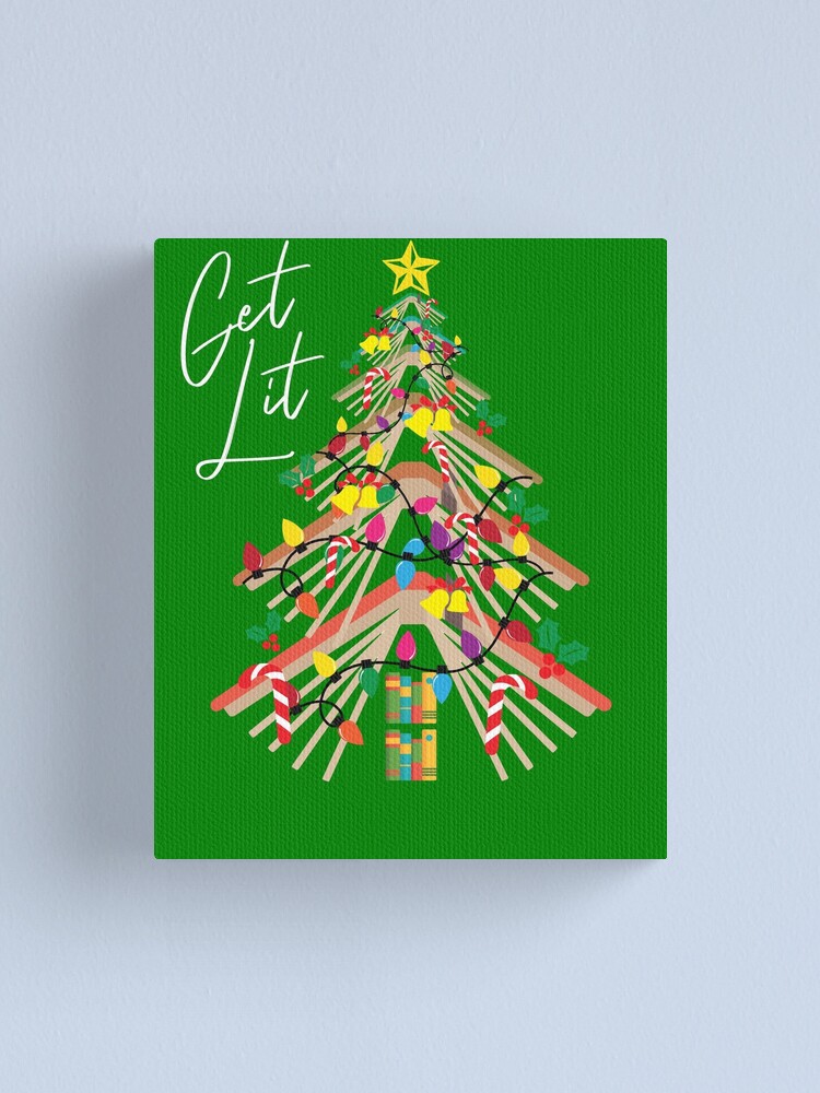 Imagen 1 de 3, Lienzo con la obra Get Lit Book Christmas Tree Bookworm Love To Read Reading Gear, diseñada y vendida por DynamicDesign.