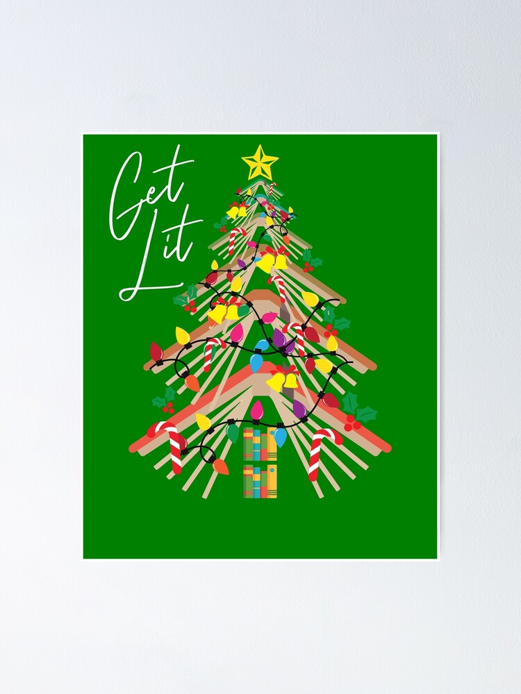 Imagen 1 de 3, Póster con la obra Get Lit Book Christmas Tree Bookworm Love To Read Reading Gear, diseñada y vendida por DynamicDesign.