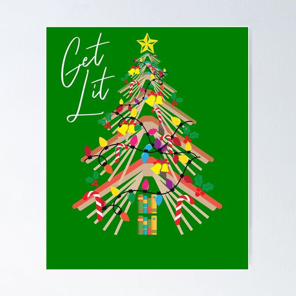 Item preview, Get Lit Book Christmas Tree Bookworm Love To Read Reading Gear designed and sold by DynamicDesign.