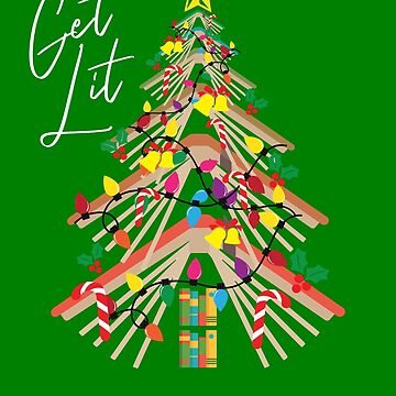 Imagen de la obra Get Lit Book Christmas Tree Bookworm Love To Read Reading Gear de DynamicDesign