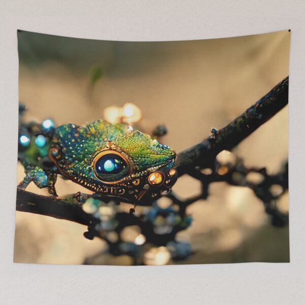 Item preview, Steampunk gecko covered with shiny emeralds designed and sold by RK - Shop.