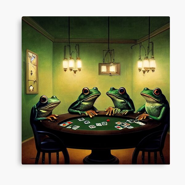 Item preview, Frogs Friends Playing Poker at Home designed and sold by BySpinny.