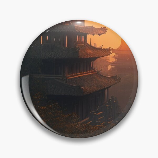 Item preview, Ancient japanese palace courtyard at sunset illustration designed and sold by RK - Shop.