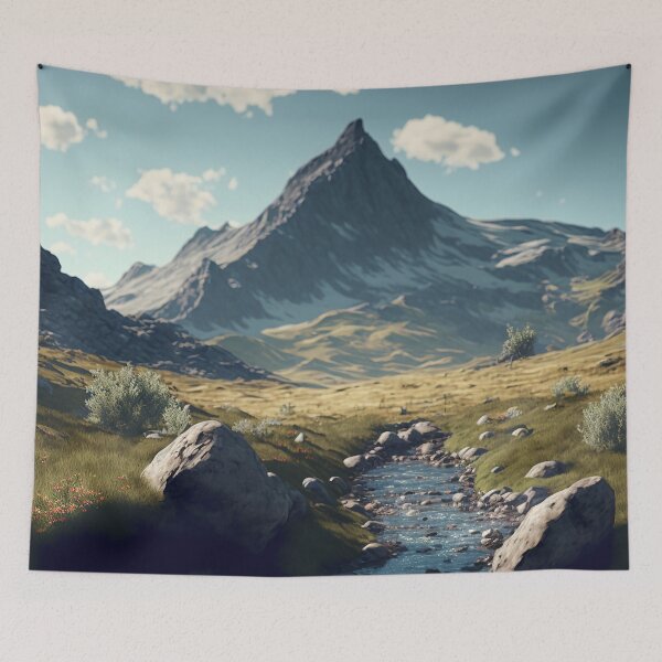 Item preview, Peaceful Mountain River designed and sold by GummywormDesign.