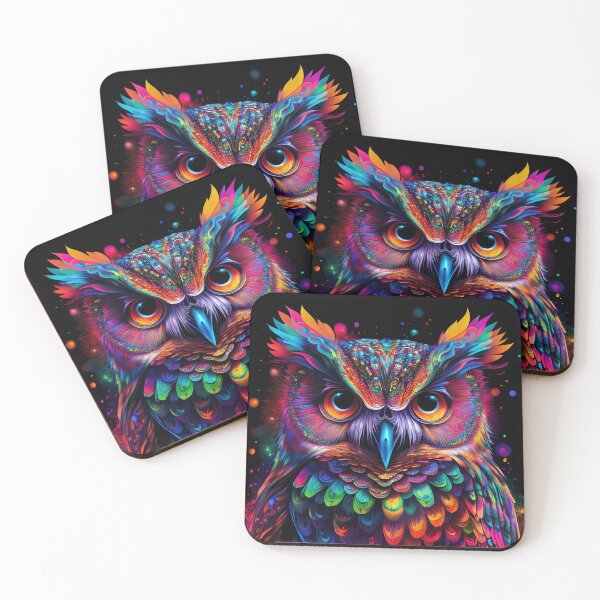 Item preview, Owl Colorful Neon Psychedelic Art designed and sold by Trippinink-.