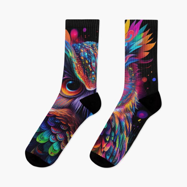 Item preview, Owl Colorful Neon Psychedelic Art designed and sold by Trippinink-.