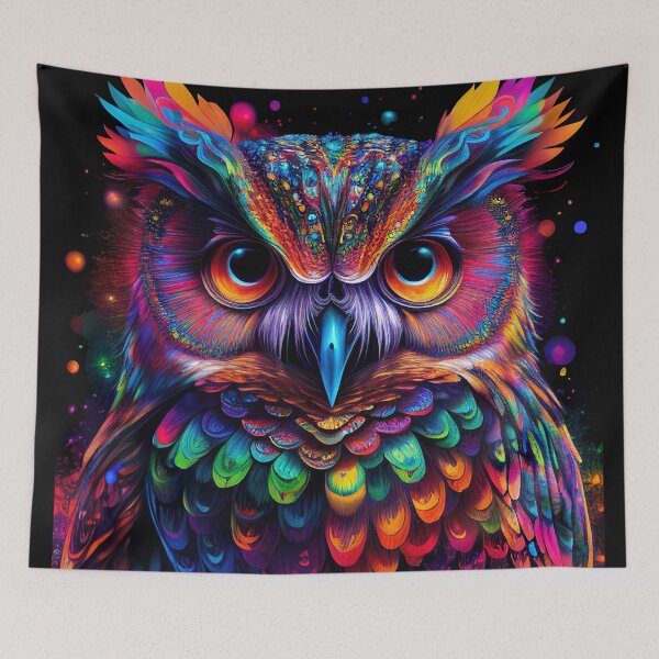 Item preview, Owl Colorful Neon Psychedelic Art designed and sold by Trippinink-.