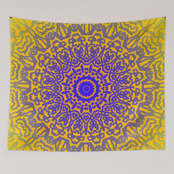 Item preview, Gold Tribal Blue Mandala  designed and sold by AbundanceSeed.
