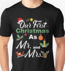 Couple Wife Husband Our First Christmas As Mr & Mrs T-Shirt Unisex T-Shirt