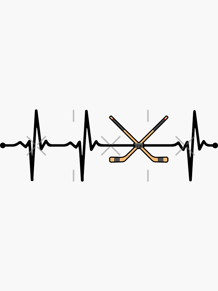 "Crossed Ice Hockey Sticks ECG Heartbeat Pulse Bv" Sticker for Sale by