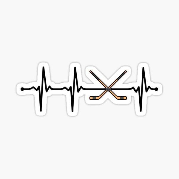 "Crossed Ice Hockey Sticks ECG Heartbeat Pulse Bv" Sticker for Sale by