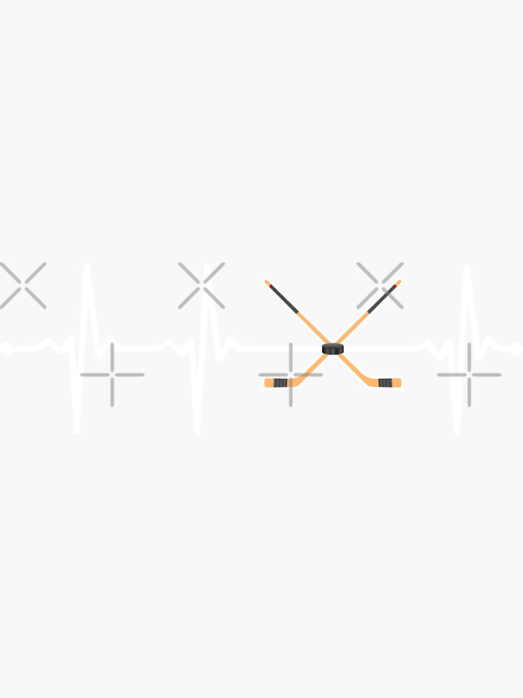 "Crossed Ice Hockey Sticks ECG Heartbeat Pulse Wv" Sticker for Sale by