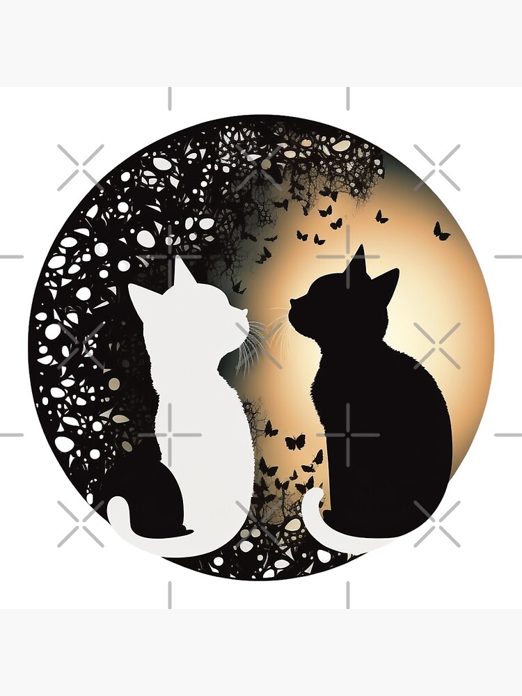 Photo about Silhouette of two black cats in love. Illustration of