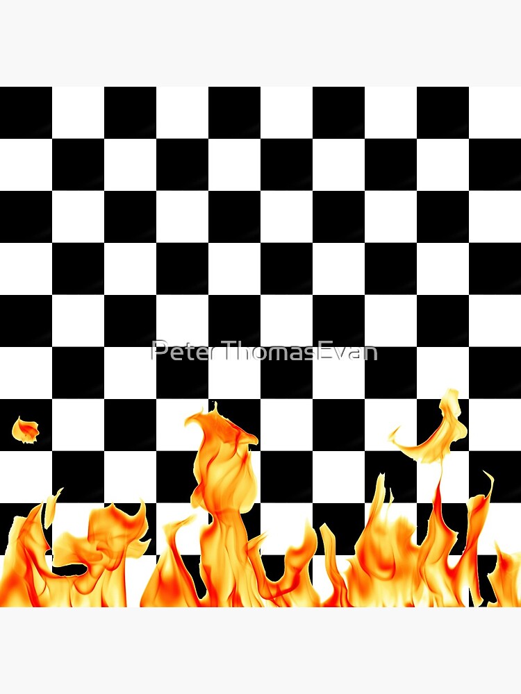 checkered with flames