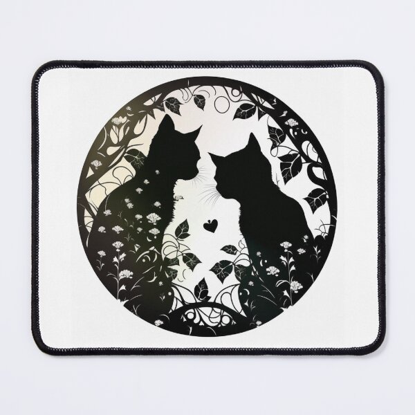 Item preview, Two cats in love in an elegant pattern designed and sold by GorinART.