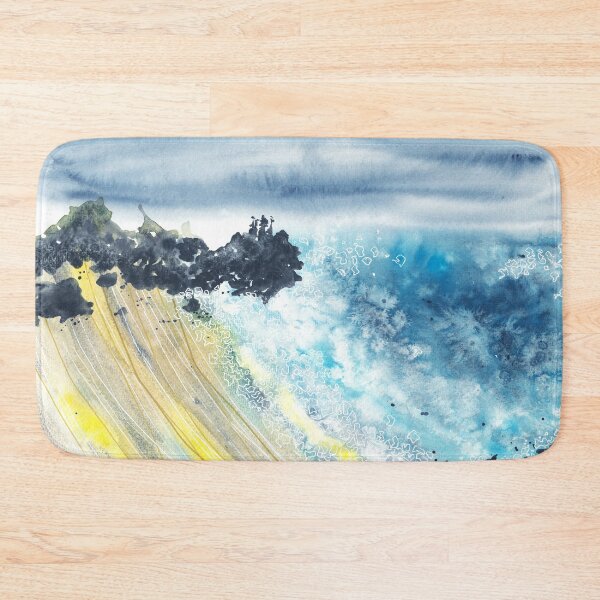 Item preview, Beautiful nature landscape, watercolor landscape, colorful field, coast, waves designed and sold by anaozzart.