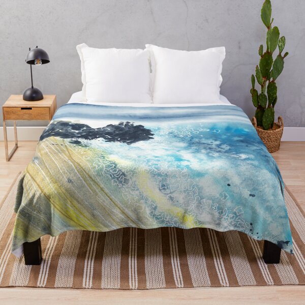 Item preview, Beautiful nature landscape, watercolor landscape, colorful field, coast, waves designed and sold by anaozzart.