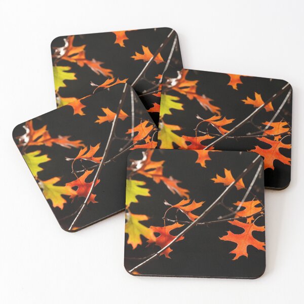 Item preview, Maple (Acer palmatum), red autumn leaves on a tree, dark background designed and sold by Torsten  Krüger.