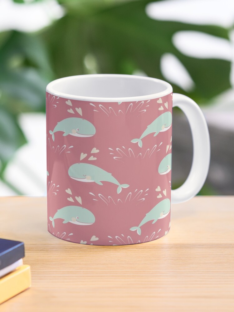 Thumbnail 1 of 6, Coffee Mug, Cute jumping whales designed and sold by petitspixels.