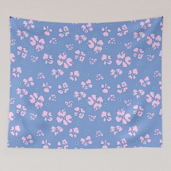 Item preview, Blue and Pink Hawaiian Flower Pattern designed and sold by TheFoxyWolfShop.
