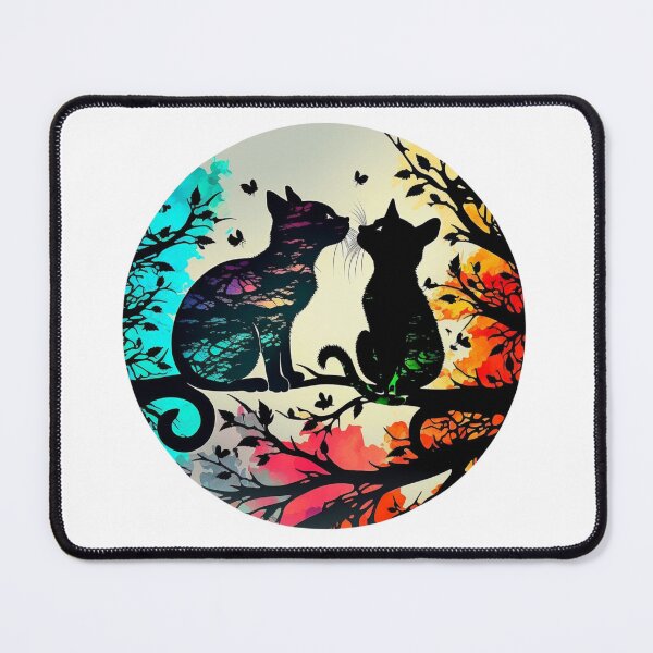 Item preview, Two cats in love in an elegant pattern designed and sold by GorinART.