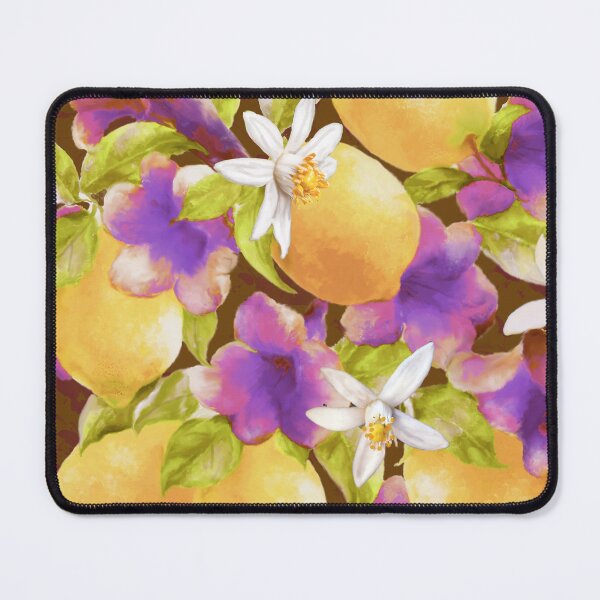 Item preview, Lemons Blossoms and Pink Purple Trumpet Flowers Seamless Pattern Design designed and sold by Tina Veenstra.