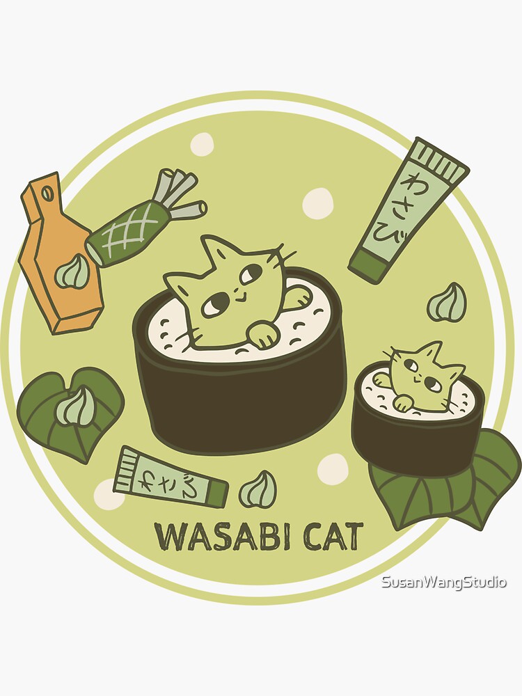 "Wasabi Cat" Sticker for Sale by SusanWangStudio Redbubble