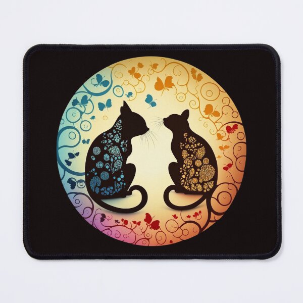 Item preview, Two cats in love in an elegant pattern designed and sold by GorinART.
