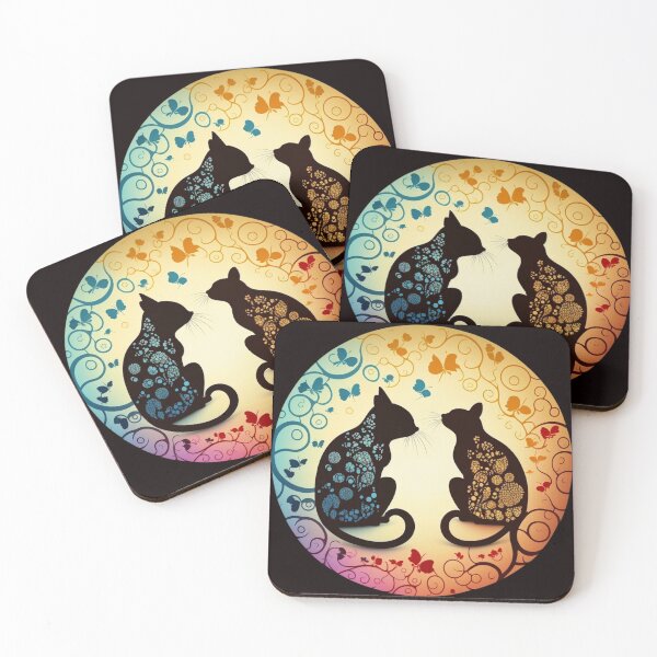 Aperçu de l'œuvre Deux chats amoureux dans un motif élégant créée et vendue par GorinART.