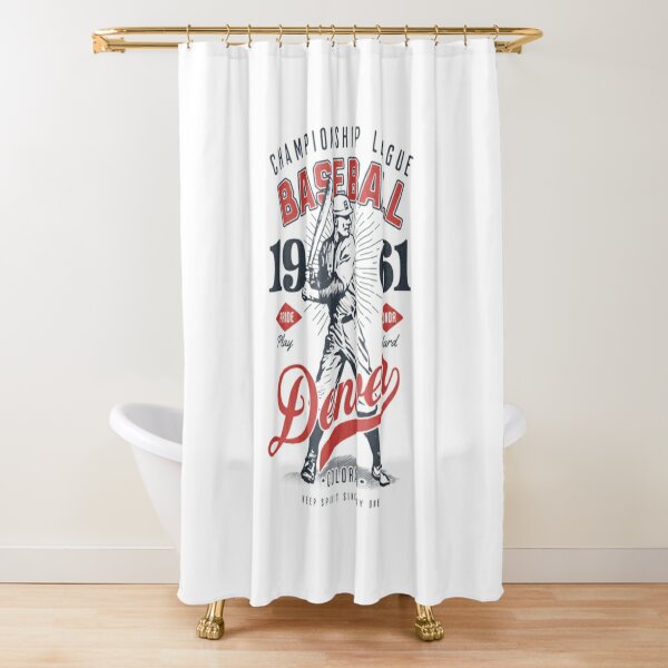 Sports Shower Curtain Set Baseball Inspirational Quote Retro