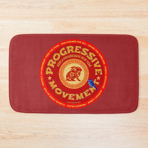 Item preview, PMD00193 Progressive Movement Designs Have a Progressive New Year on red in Chinese New Year of rabbit motif with Progresive Birdie designed and sold by ProgressiveLeft.