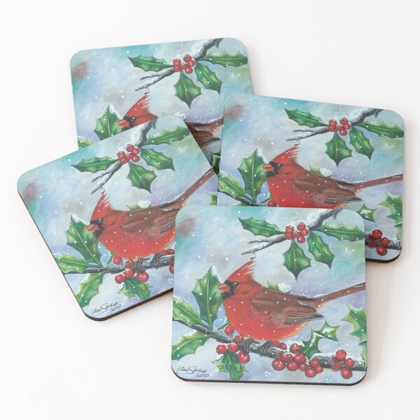 Item preview, Cardinal in the holly designed and sold by LindaSayeghArt.