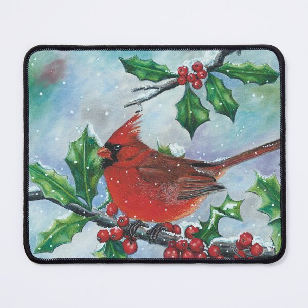 Item preview, Cardinal in the holly designed and sold by LindaSayeghArt.