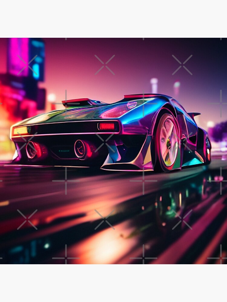 Cyberpunk Outrun Futuristic City Automobile Car A I Artwork Poster