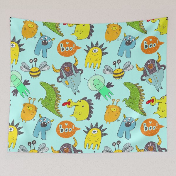Item preview, Super funny doodle monsters pattern designed and sold by KOTOdesign.