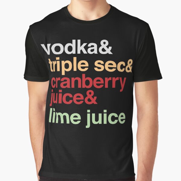 Artikel-Vorschau von Deconstructed Cosmopolitan: Wodka & Triple Sec & Cranberry Juice & Lime Juice (Liste der Cocktail-Zutaten in lebensechten Farben), designt und verkauft von Ofeefee.