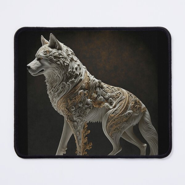 Item preview, Marble and Gold Wolf Statue designed and sold by GummywormDesign.