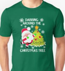 Dabbing Around The Christmas Tree Funny Christmas Gift Shirt Slim Fit T-Shirt