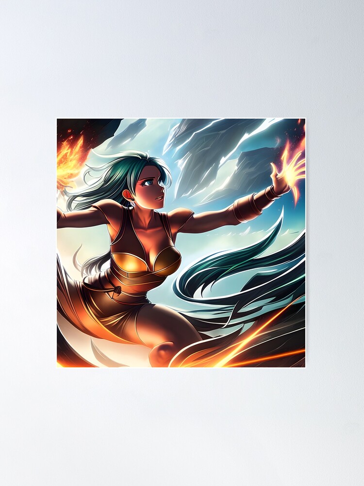 Fantasy anime fire girl | Poster